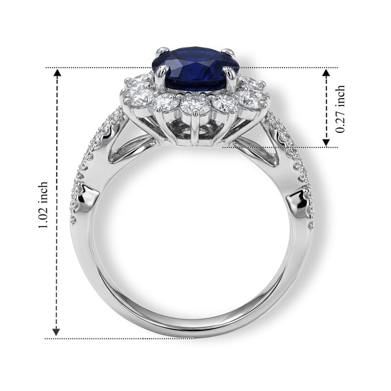 AAAA Cylone Blue Sapphire and White Diamond SI 4.00 ctw Ring in 900 Platinum (Size 6.5) 5.50 Grams