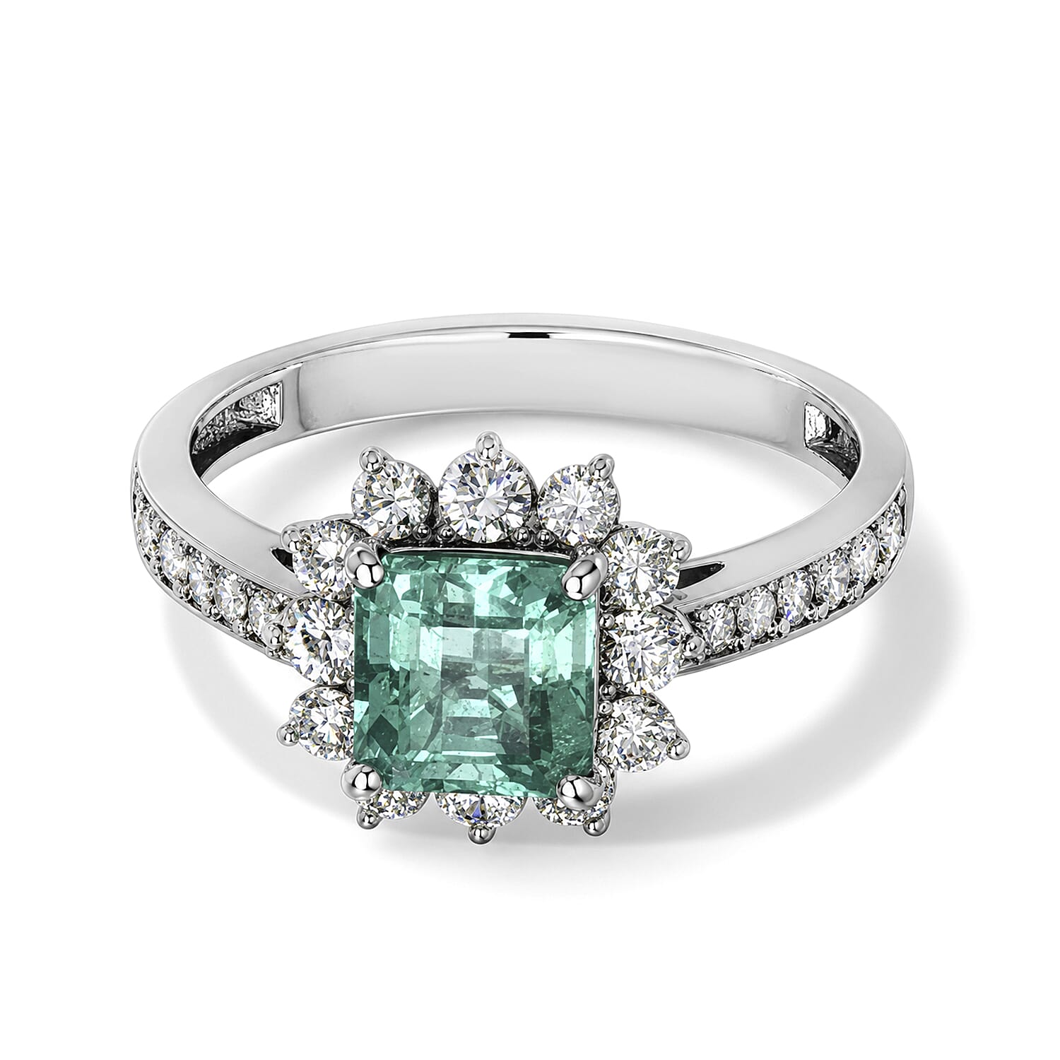 AAAA Colombian Emerald and White Diamond SI 1.85 ctw Ring in 900 Platinum (Size 6.5)