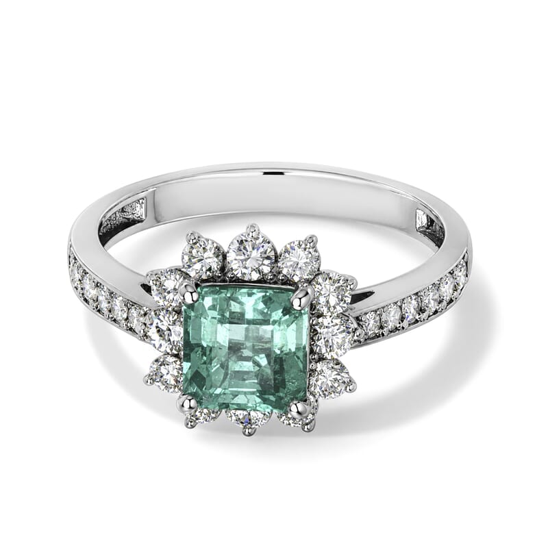 AAAA Colombian Emerald and White Diamond SI 1.85 ctw Ring in 900 Platinum (Size 6.5)
