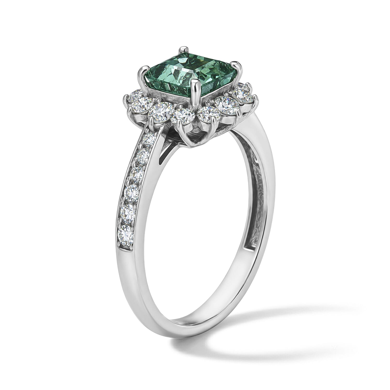 AAAA Colombian Emerald and White Diamond SI 1.85 ctw Ring in 900 Platinum (Size 6.5)