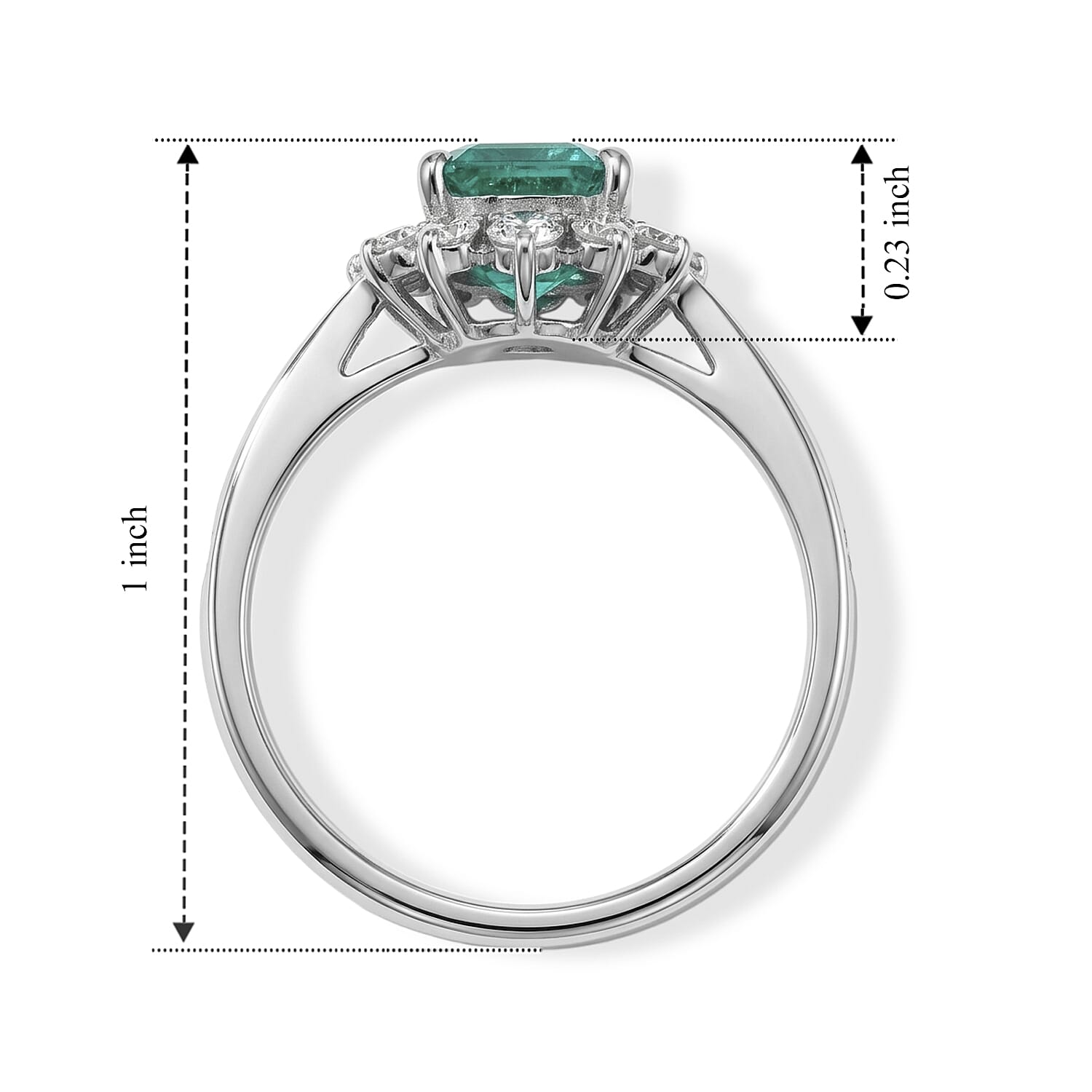 AAAA Colombian Emerald and White Diamond SI 1.85 ctw Ring in 900 Platinum (Size 6.5)