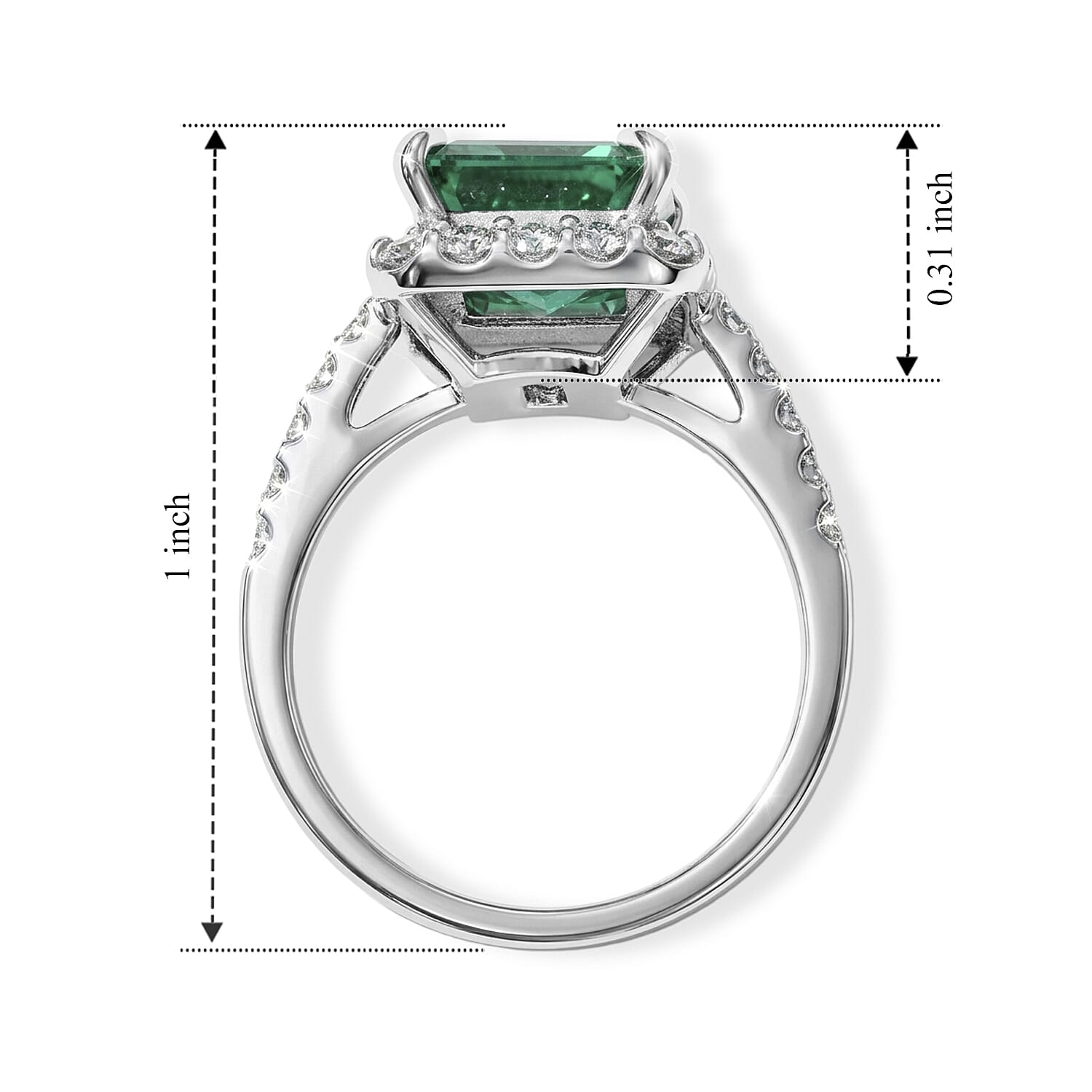 AAAA Colombian Emerald and White Diamond SI 4.10 ctw Ring in 900 Platinum (Size 6.5) 6.50 Grams