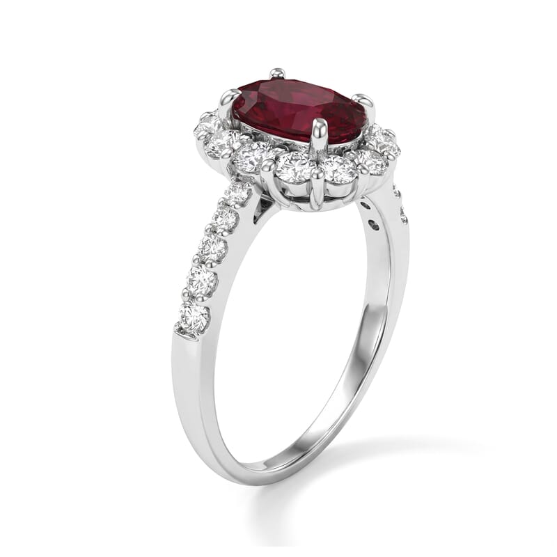 AAAA Ruby and White Diamond SI 2.00 ctw Ring in 900 Platinum (Size 6.5) 5.10 Grams