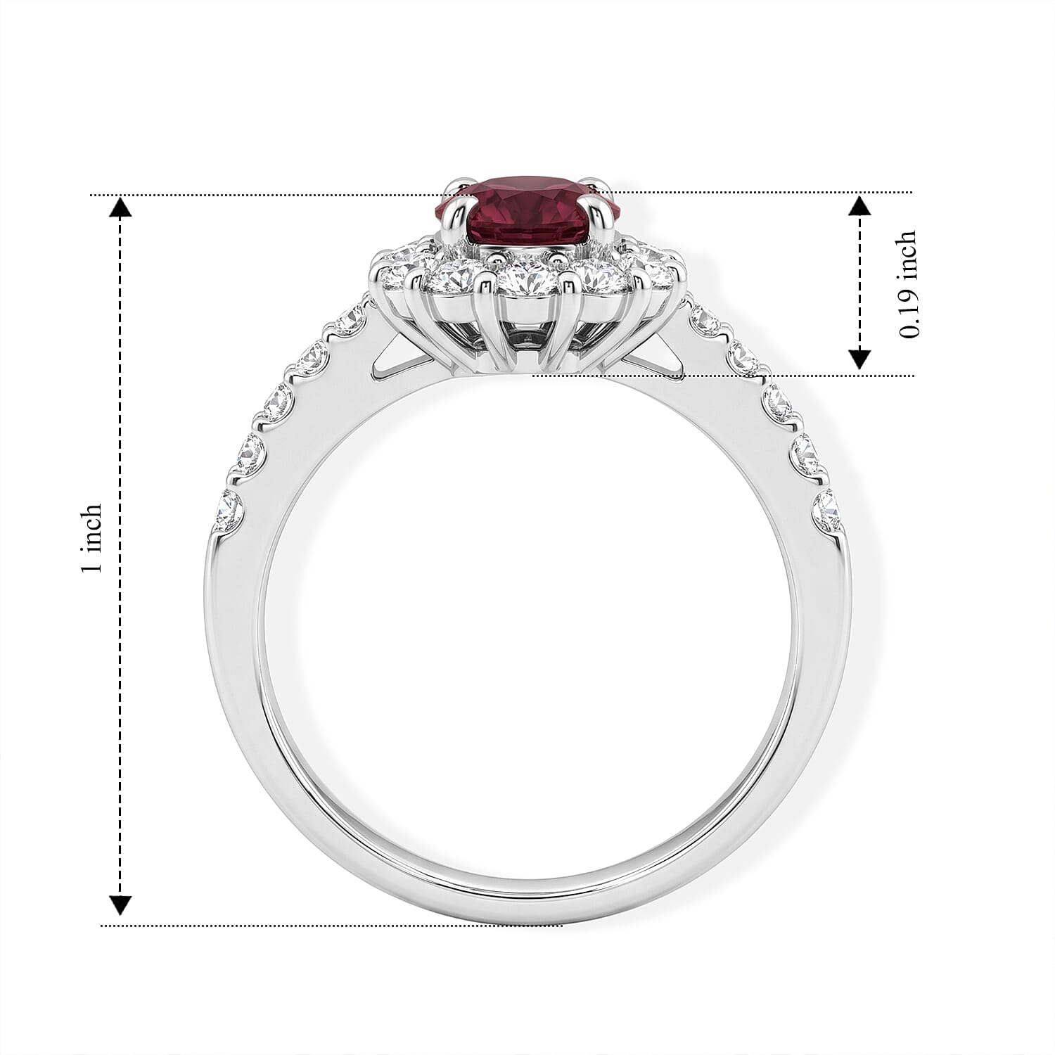 AAAA Ruby and White Diamond SI 2.00 ctw Ring in 900 Platinum (Size 6.5) 5.10 Grams