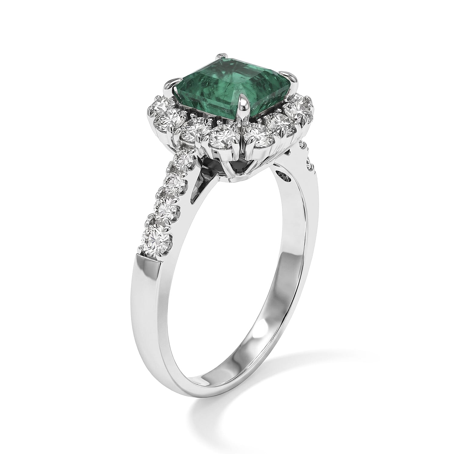 AAAA Colombian Emerald and White Diamond SI 2.30 ctw Ring in 900 Platinum (Size 6.5) 5.90 Grams