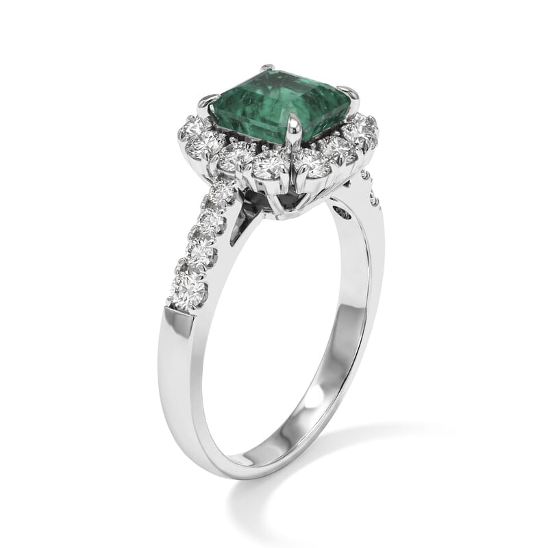 AAAA Colombian Emerald and White Diamond SI 2.30 ctw Ring in 900 Platinum (Size 6.5) 5.90 Grams