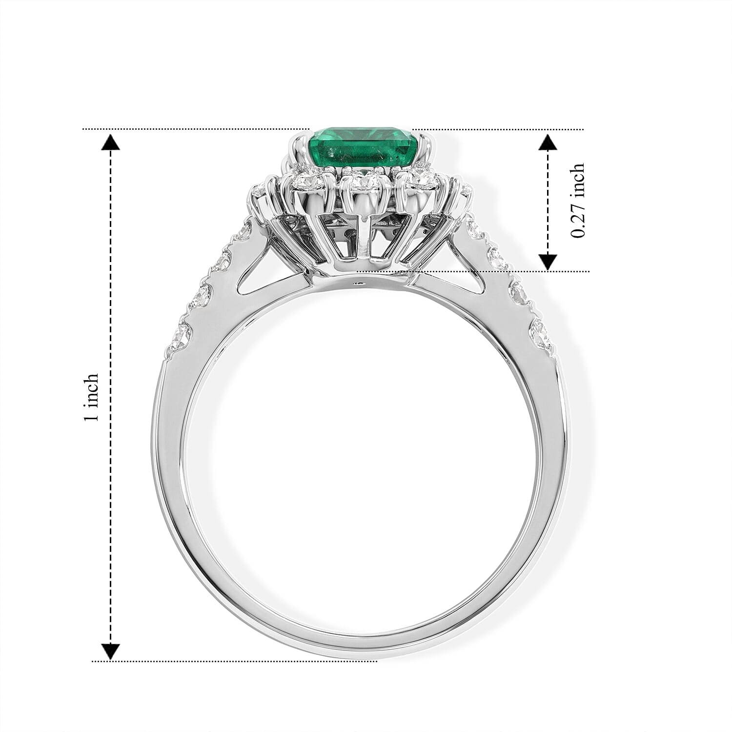 AAAA Colombian Emerald and White Diamond SI 2.30 ctw Ring in 900 Platinum (Size 6.5) 5.90 Grams