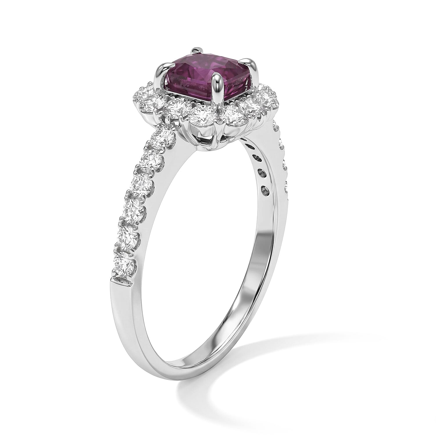 AAAA Ruby and White Diamond SI 1.70 ctw Ring in 900 Platinum (Size 6.5) 4.40 Grams