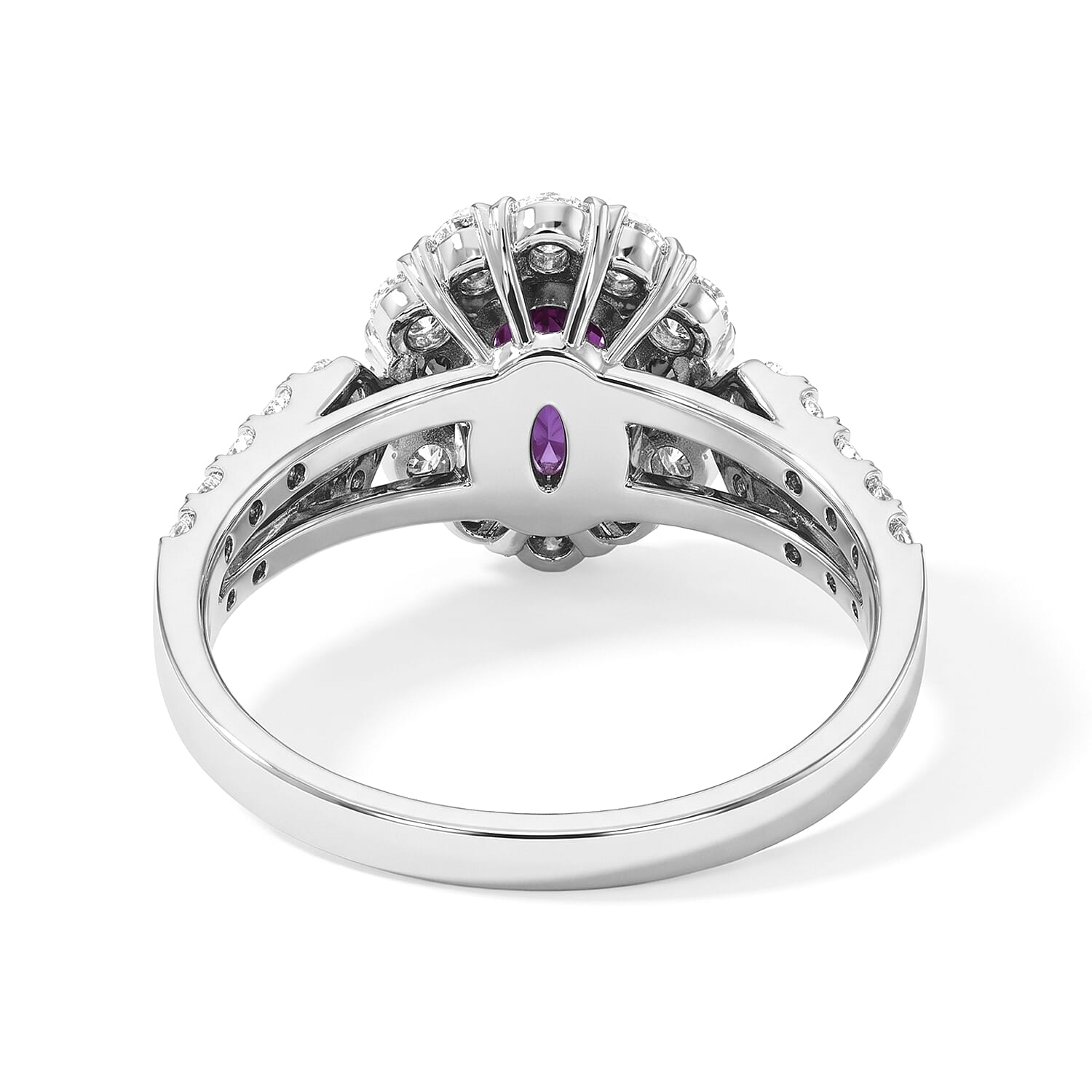 AAAA Pink Sapphire and White Diamond SI 2.90 ctw Ring in 900 Platinum (Size 6.5) 5.60 Grams