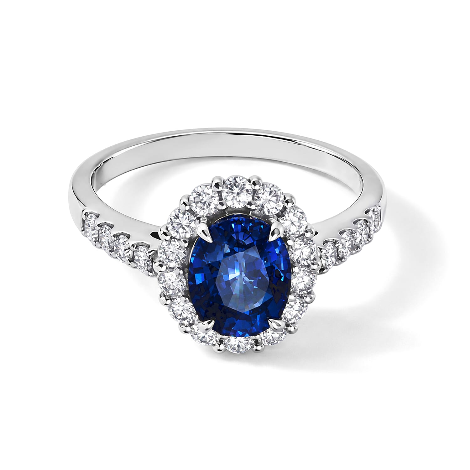 AAAA Cylone Blue Sapphire and White Diamond SI 2.30 ctw Ring in 900 Platinum (Size 6.5) 4.10 Grams