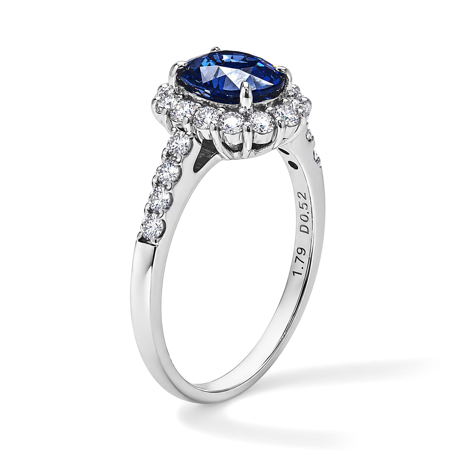 AAAA Cylone Blue Sapphire and White Diamond SI 2.30 ctw Ring in 900 Platinum (Size 6.5) 4.10 Grams