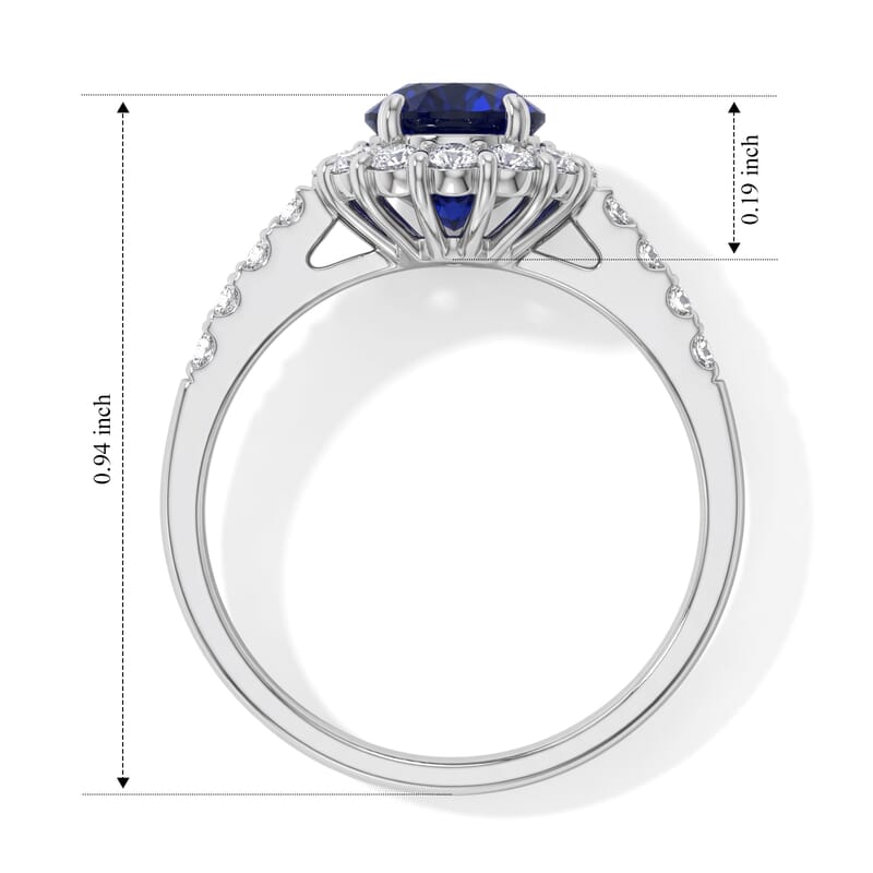 AAAA Cylone Blue Sapphire and White Diamond SI 2.30 ctw Ring in 900 Platinum (Size 6.5) 4.10 Grams