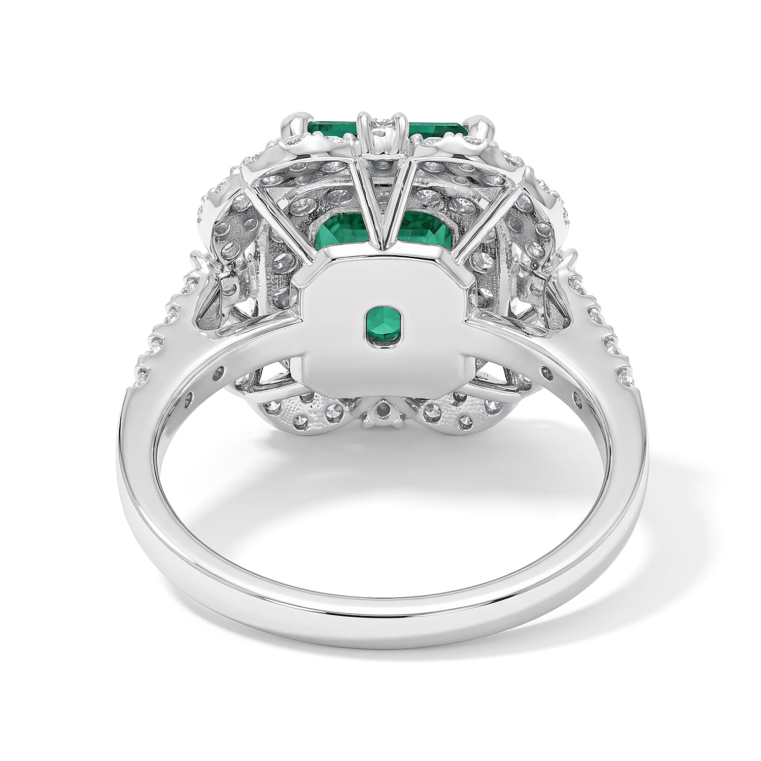 AAAA Colombian Emerald and White Diamond SI 3.70 ctw Ring in 900 Platinum (Size 6.5) 6.90 Grams