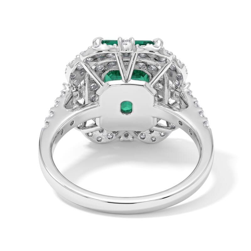 AAAA Colombian Emerald and White Diamond SI 3.70 ctw Ring in 900 Platinum (Size 6.5) 6.90 Grams
