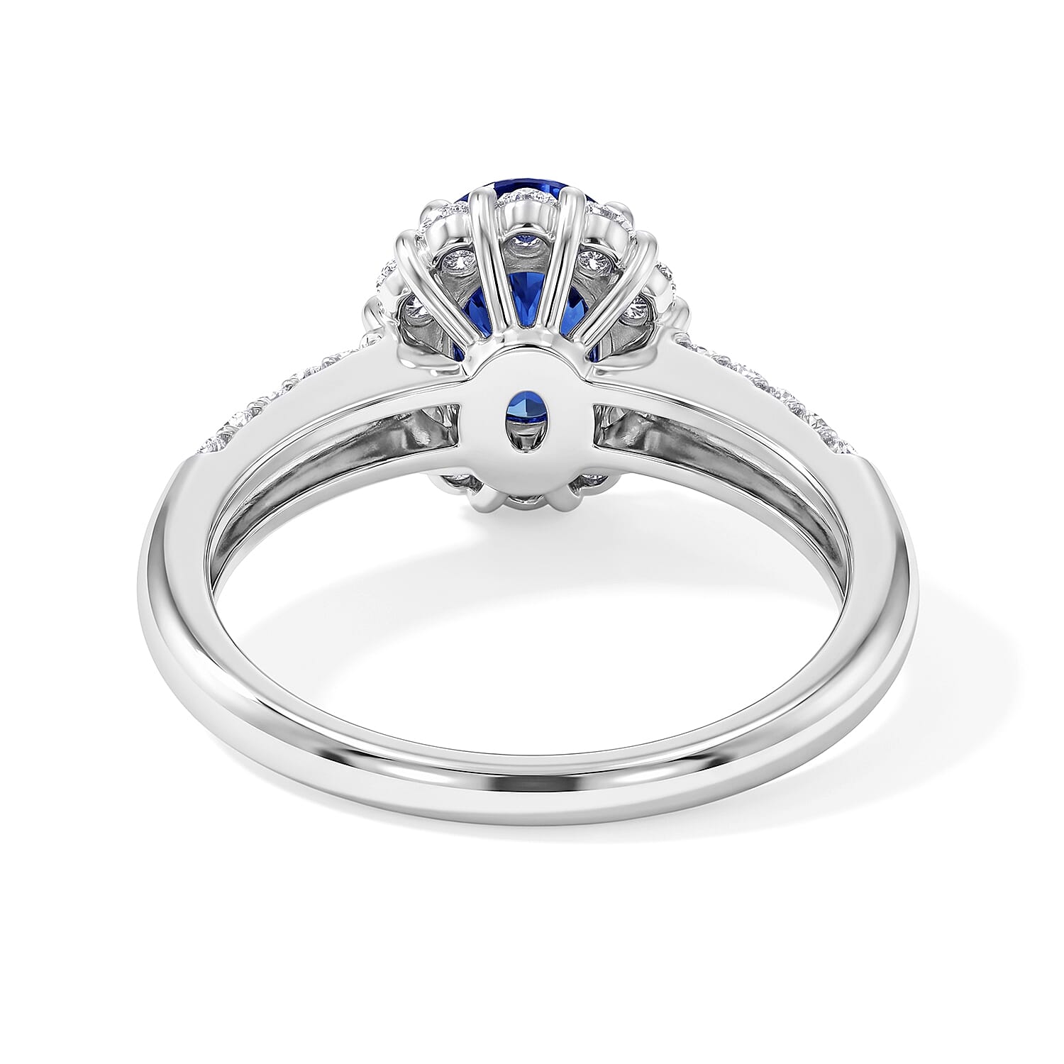 AAAA Blue Sapphire and White Diamond SI 2.20 ctw Ring in 900 Platinum (Size 6.5) 5.00 Grams