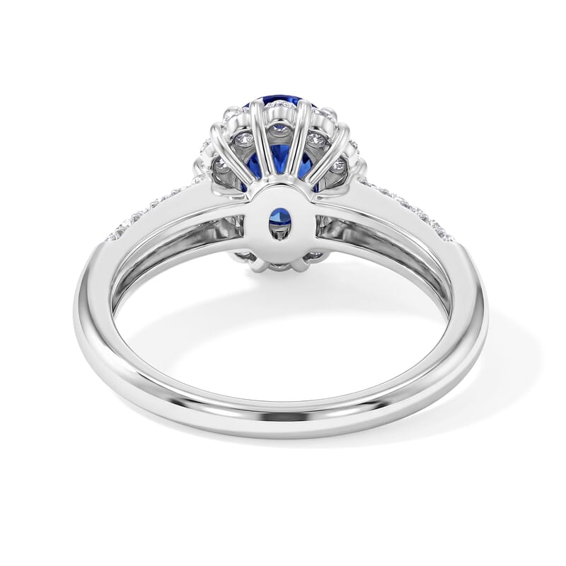 AAAA Blue Sapphire and White Diamond SI 2.20 ctw Ring in 900 Platinum (Size 6.5) 5.00 Grams