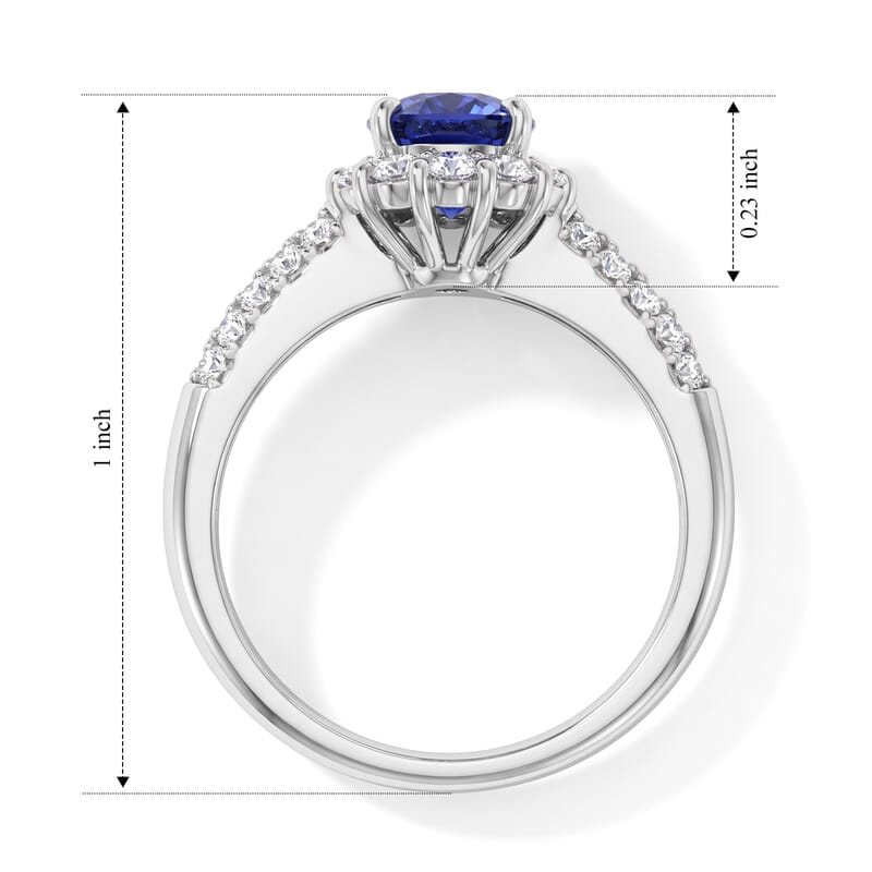 AAAA Blue Sapphire and White Diamond SI 2.20 ctw Ring in 900 Platinum (Size 6.5) 5.00 Grams