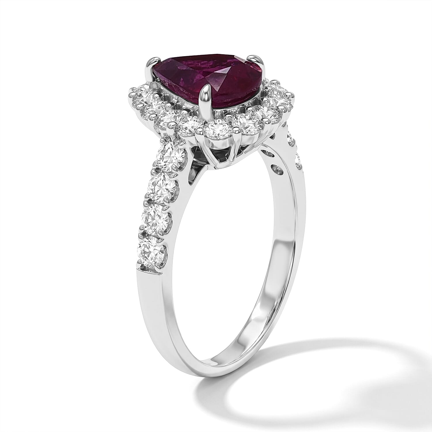 AAAA Ruby and White Diamond SI 2.85 ctw Ring in 900 Platinum (Size 6.5) 5.00 Grams