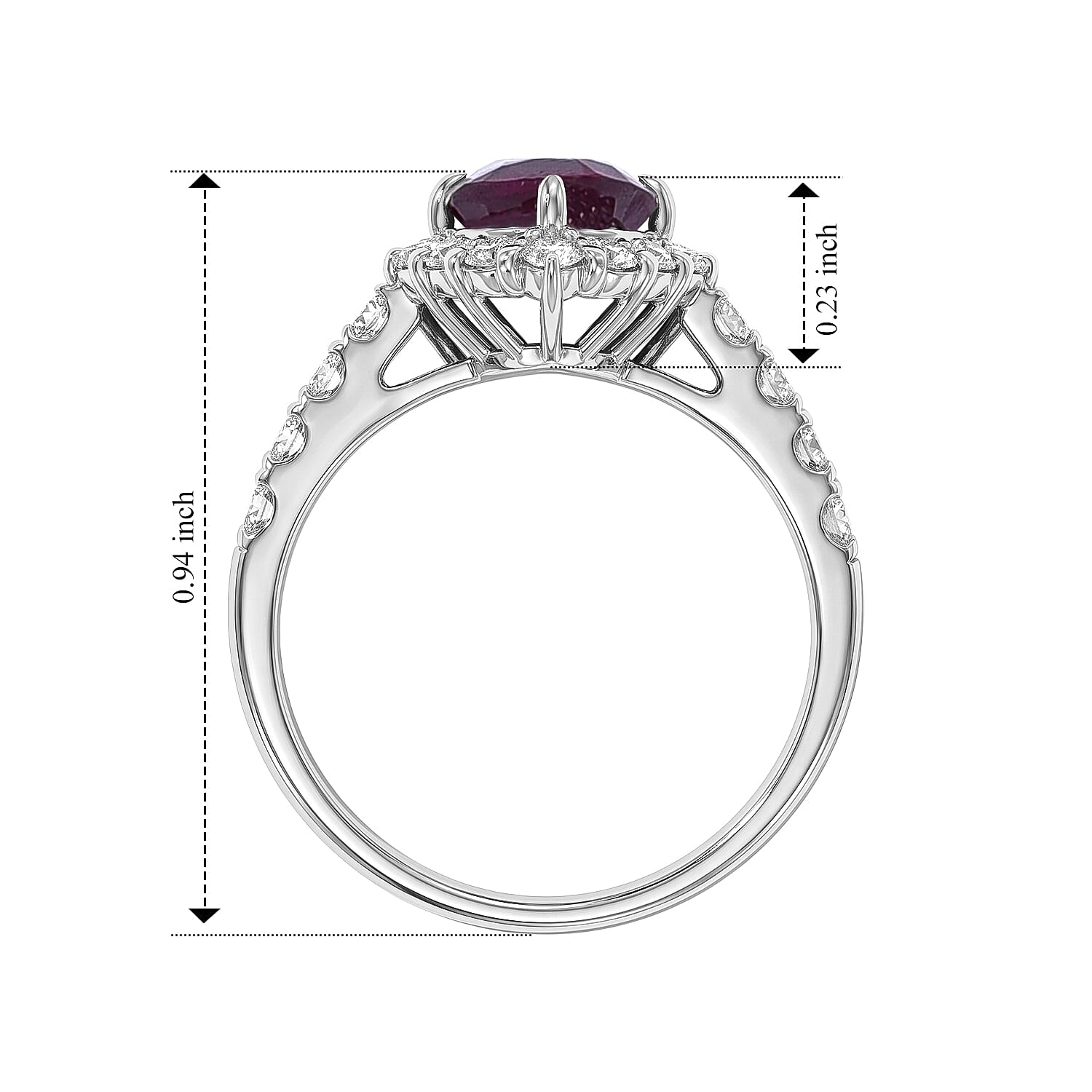 AAAA Ruby and White Diamond SI 2.85 ctw Ring in 900 Platinum (Size 6.5) 5.00 Grams