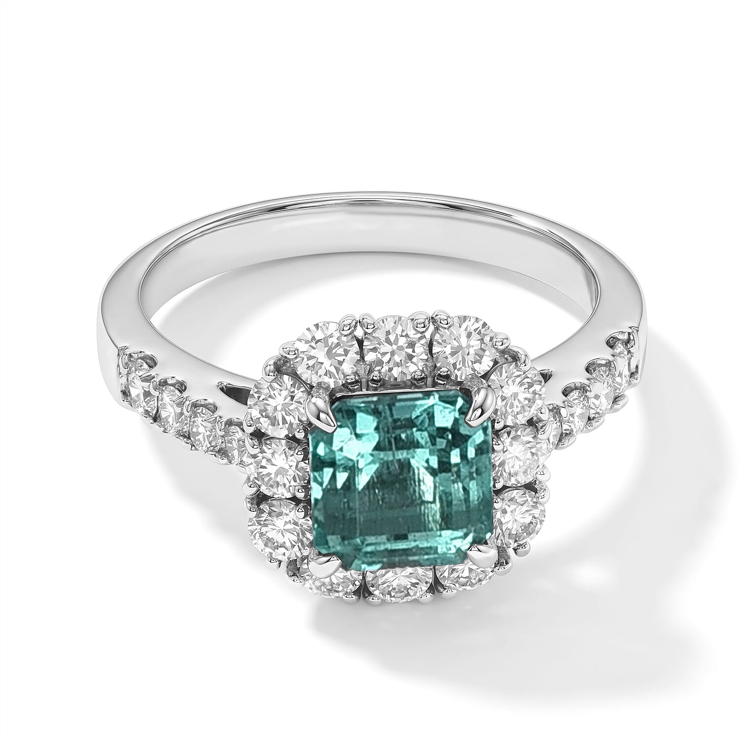 AAAA Boyaca Colombian Emerald and White Diamond SI 2.60 ctw Ring in 900 Platinum (Size 6.5) 5.90 Grams