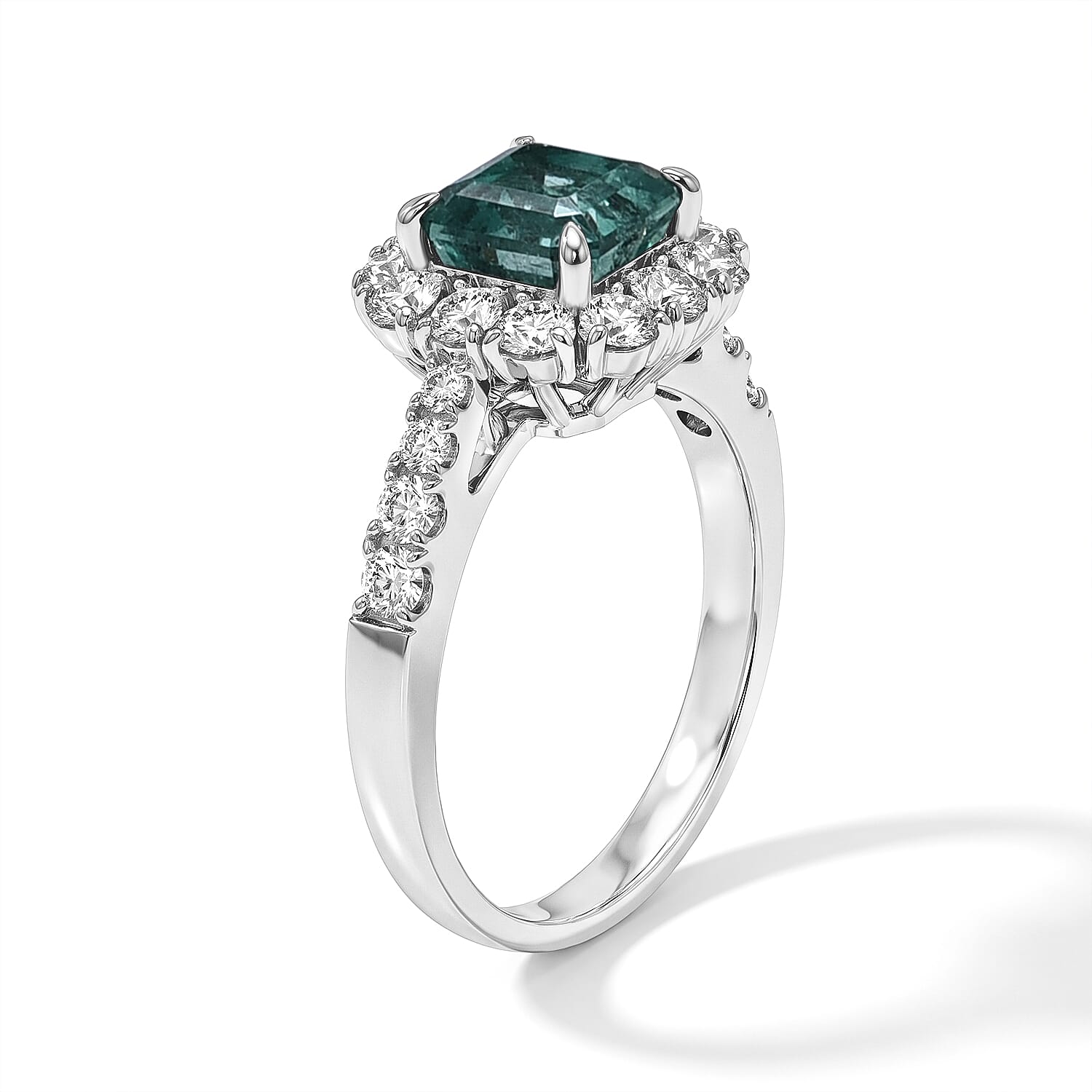AAAA Boyaca Colombian Emerald and White Diamond SI 2.60 ctw Ring in 900 Platinum (Size 6.5) 5.90 Grams