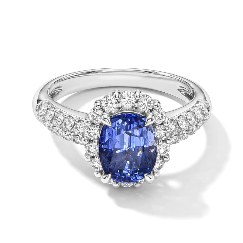 AAAA Cylone Blue Sapphire and White Diamond SI 3.50 ctw Ring in 900 Platinum (Size 6.5) 5.80 Grams