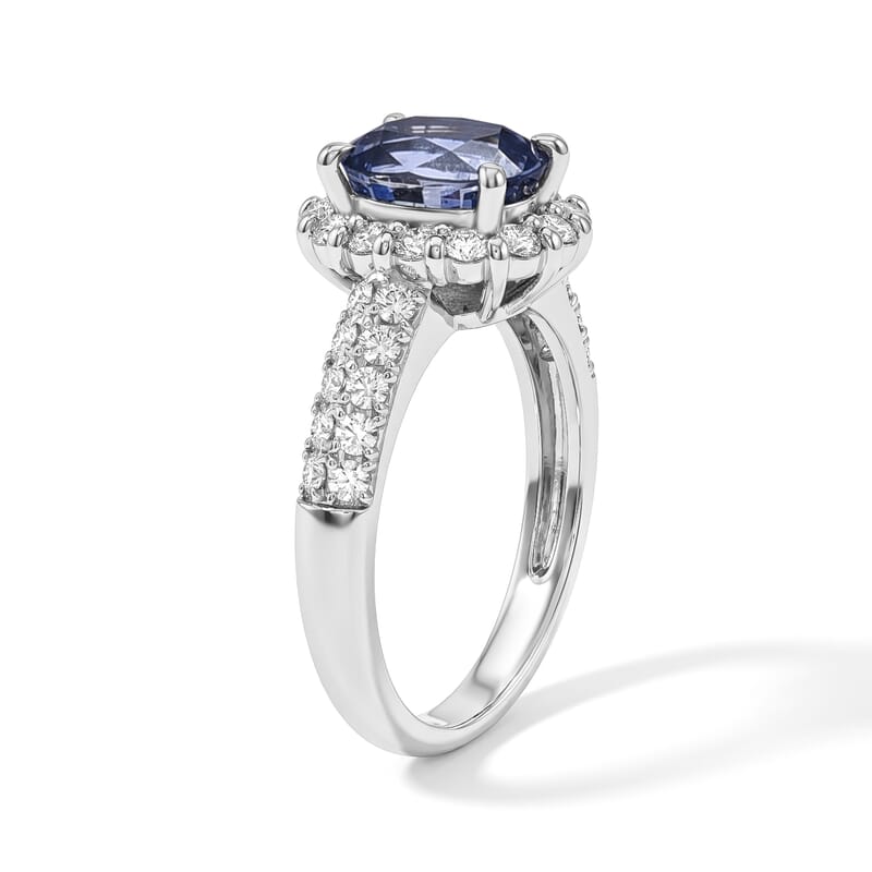 AAAA Cylone Blue Sapphire and White Diamond SI 3.50 ctw Ring in 900 Platinum (Size 6.5) 5.80 Grams