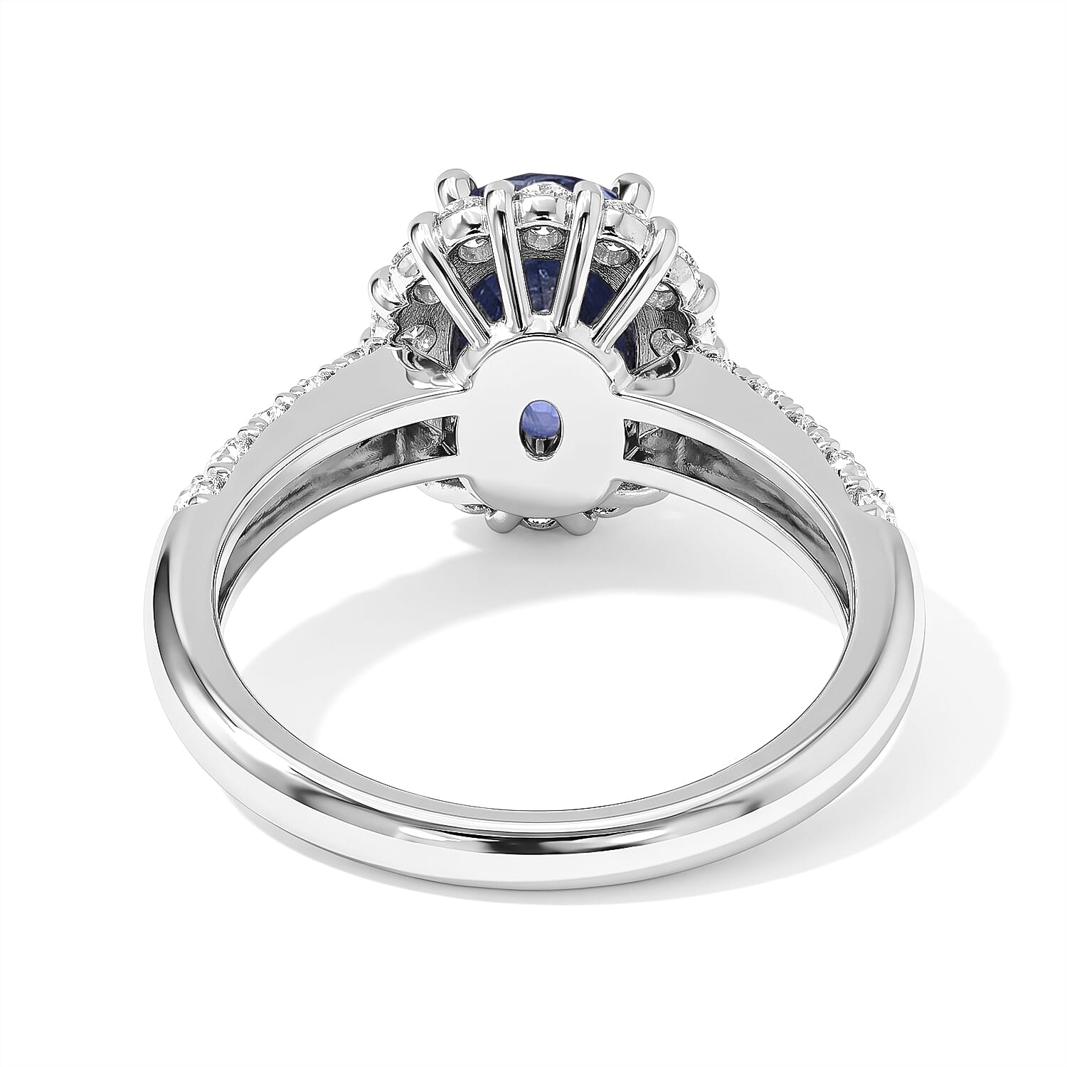 AAAA Cylone Blue Sapphire and White Diamond SI 3.50 ctw Ring in 900 Platinum (Size 6.5) 5.80 Grams