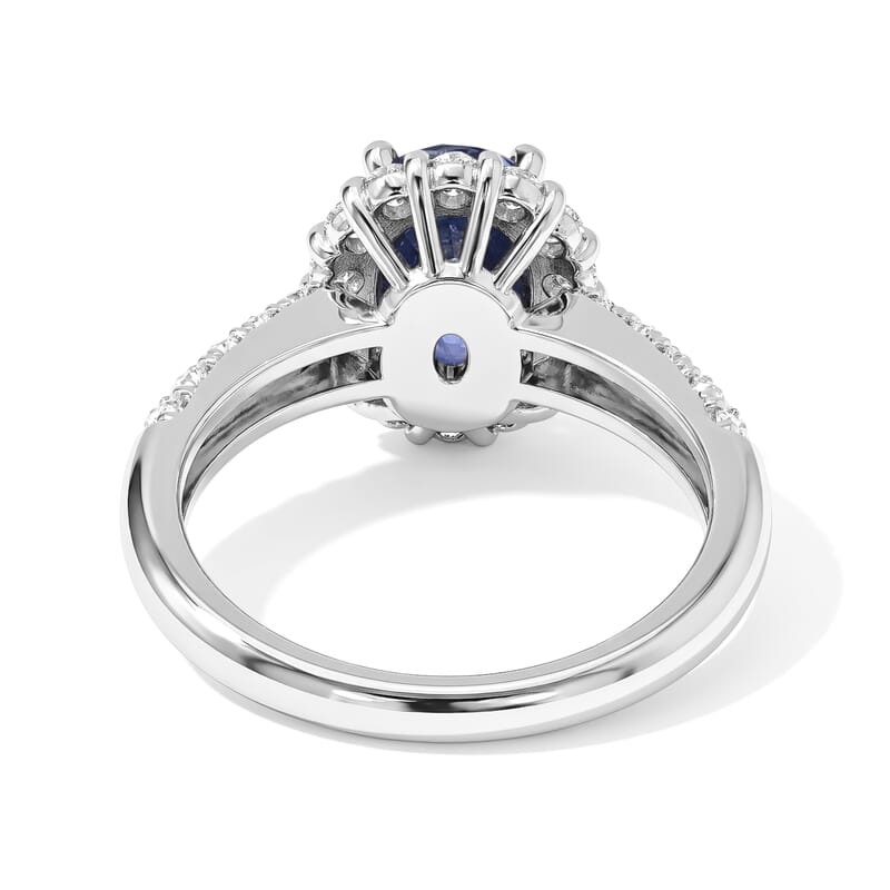 AAAA Cylone Blue Sapphire and White Diamond SI 3.50 ctw Ring in 900 Platinum (Size 6.5) 5.80 Grams