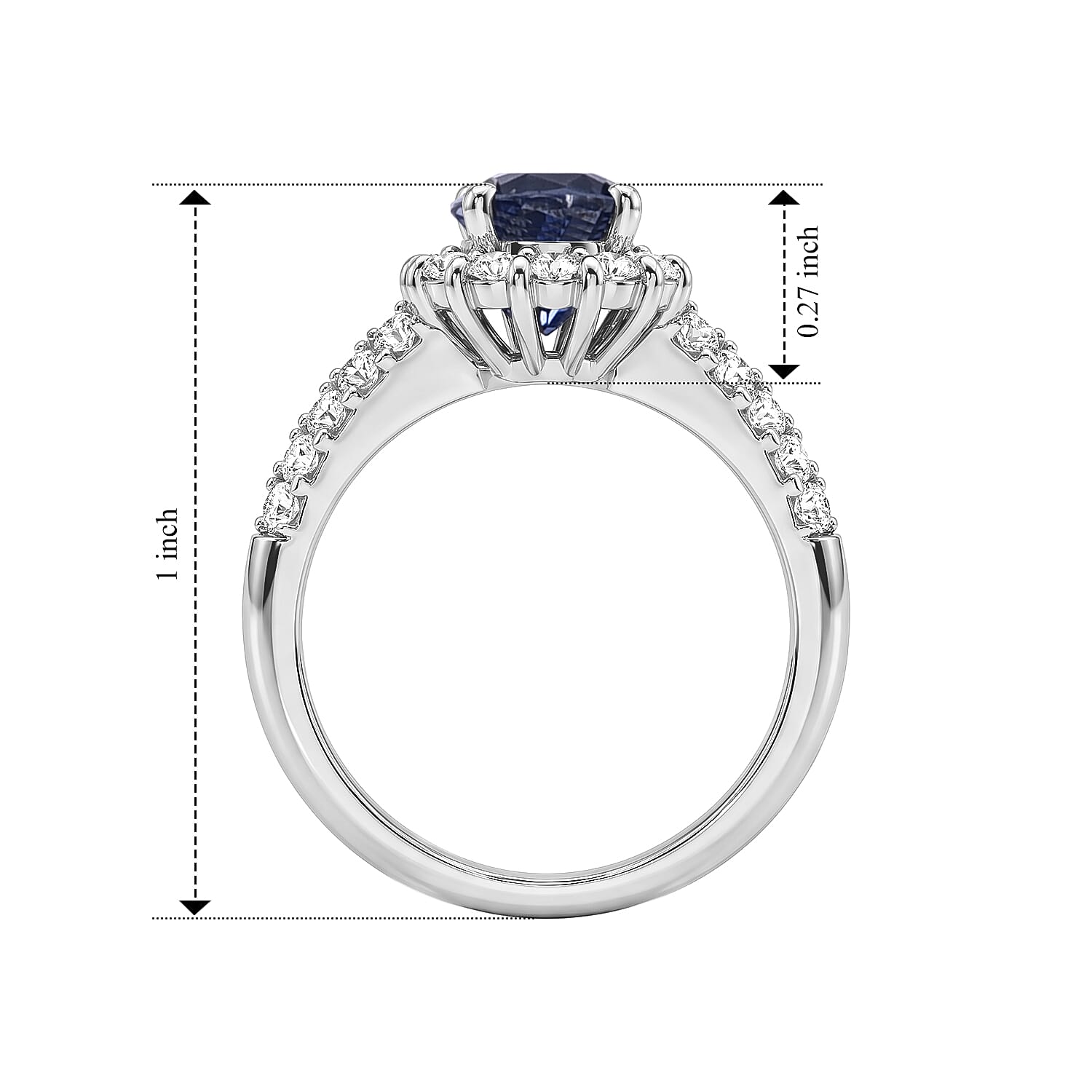 AAAA Cylone Blue Sapphire and White Diamond SI 3.50 ctw Ring in 900 Platinum (Size 6.5) 5.80 Grams