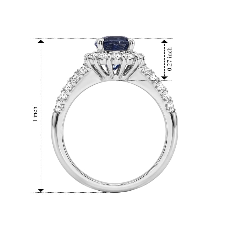 AAAA Cylone Blue Sapphire and White Diamond SI 3.50 ctw Ring in 900 Platinum (Size 6.5) 5.80 Grams