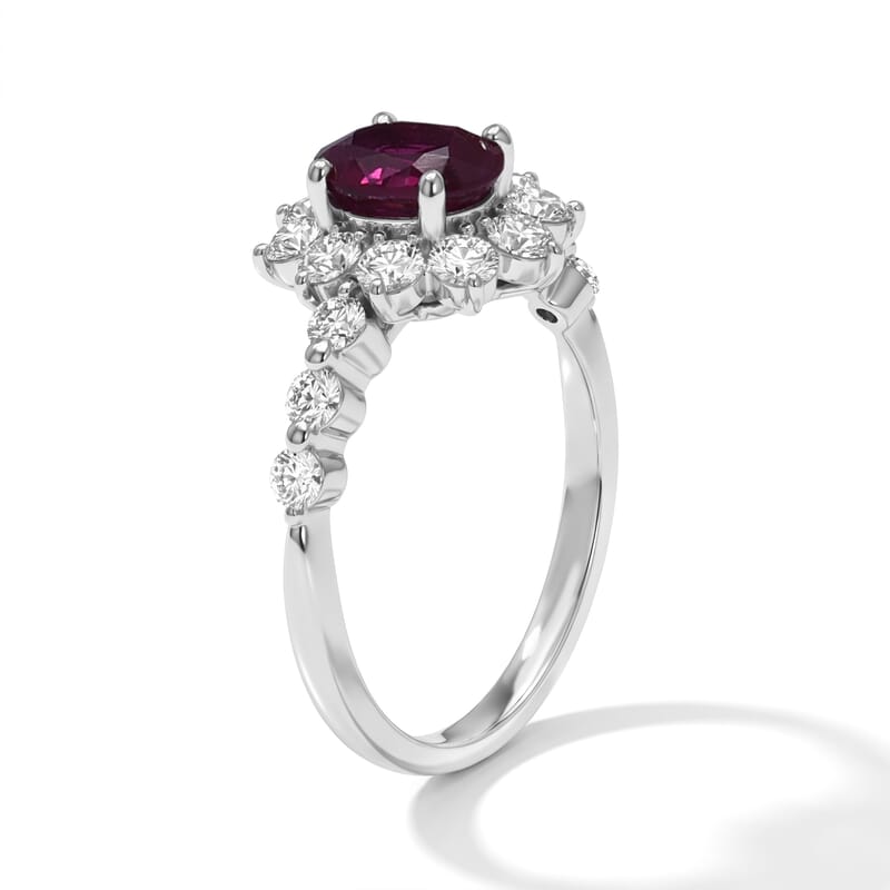 AAAA Ruby and White Diamond SI 2.10 ctw Ring in 900 Platinum (Size 6.5) 4.50 Grams