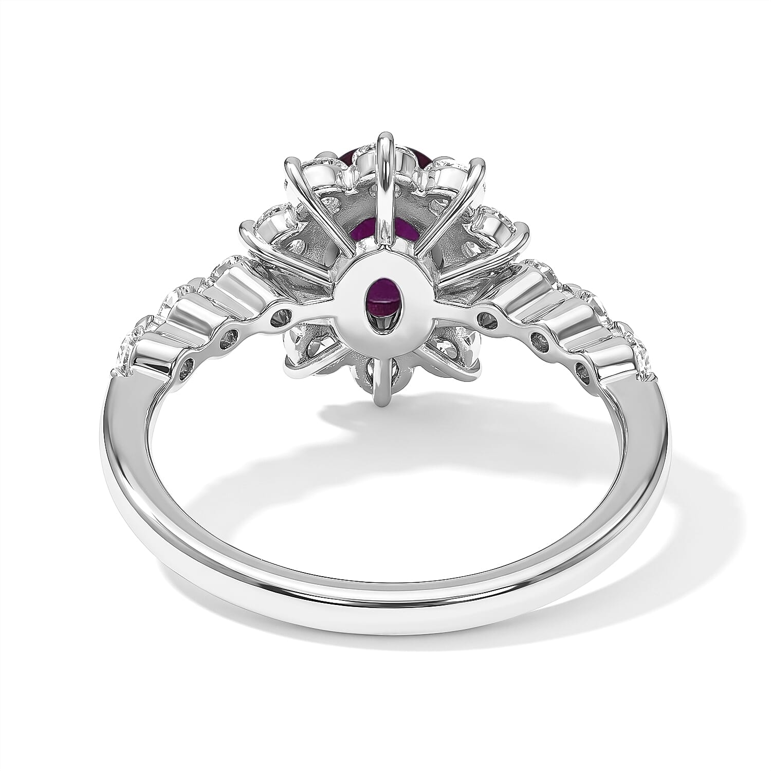AAAA Ruby and White Diamond SI 2.10 ctw Ring in 900 Platinum (Size 6.5) 4.50 Grams