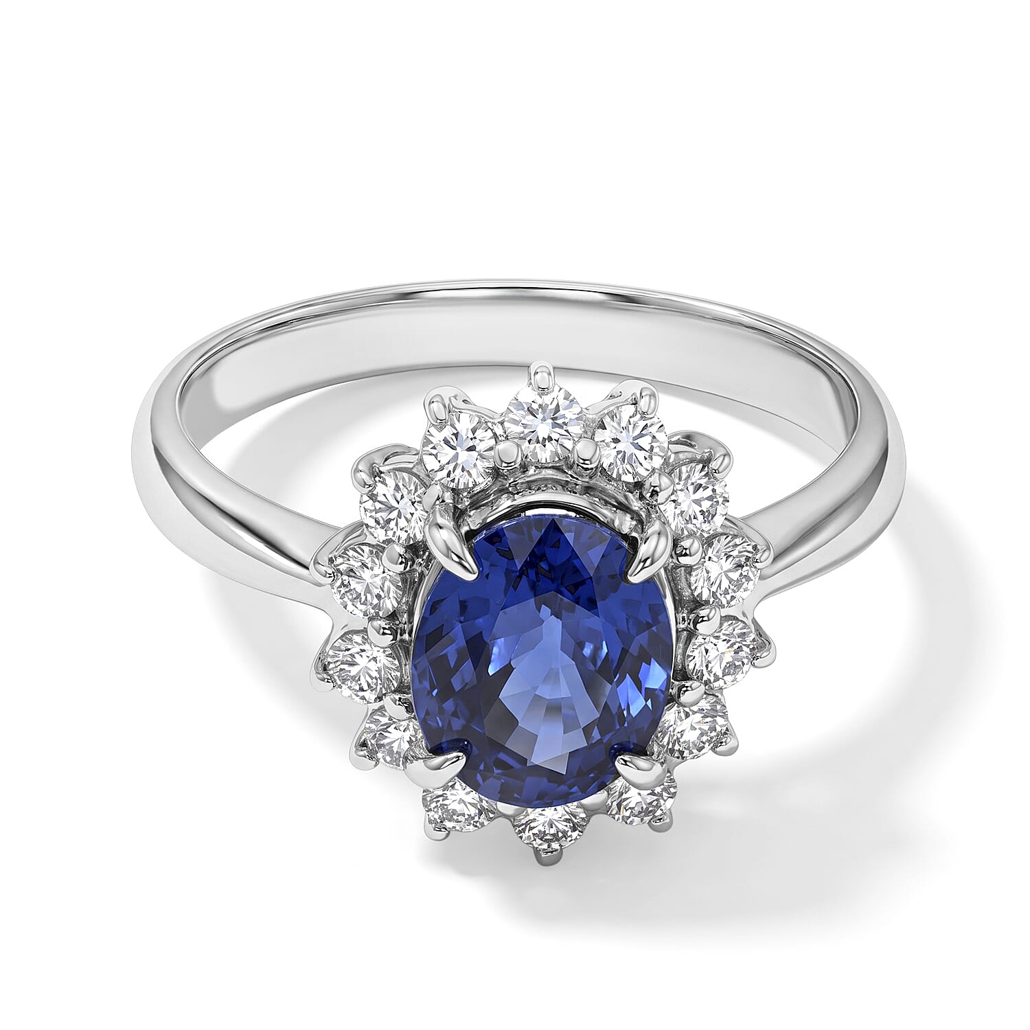 AAAA Cylone Blue Sapphire and White Diamond SI 2.40 ctw Ring in 900 Platinum (Size 7.0) 5.20 Grams