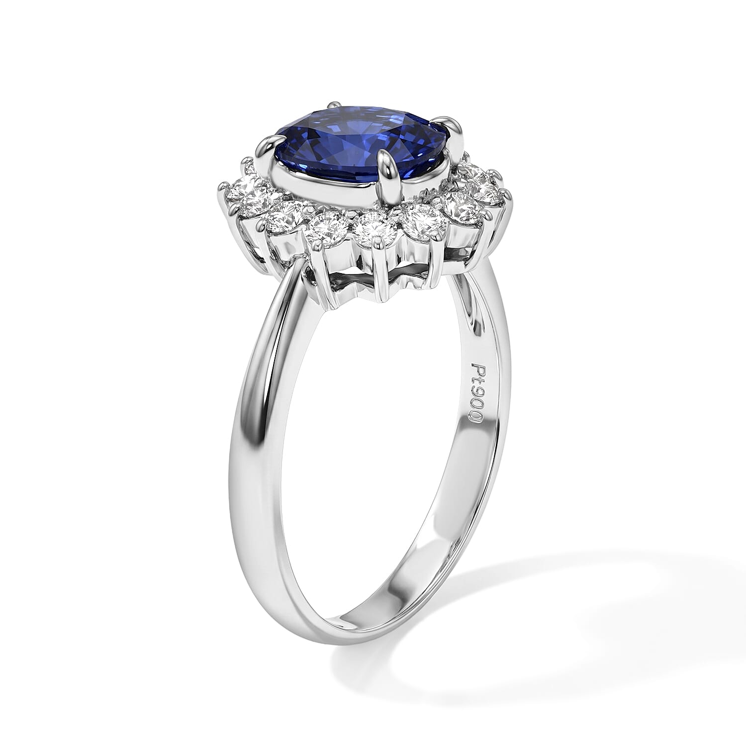 AAAA Cylone Blue Sapphire and White Diamond SI 2.40 ctw Ring in 900 Platinum (Size 7.0) 5.20 Grams