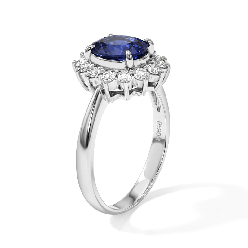 AAAA Cylone Blue Sapphire and White Diamond SI 2.40 ctw Ring in 900 Platinum (Size 7.0) 5.20 Grams
