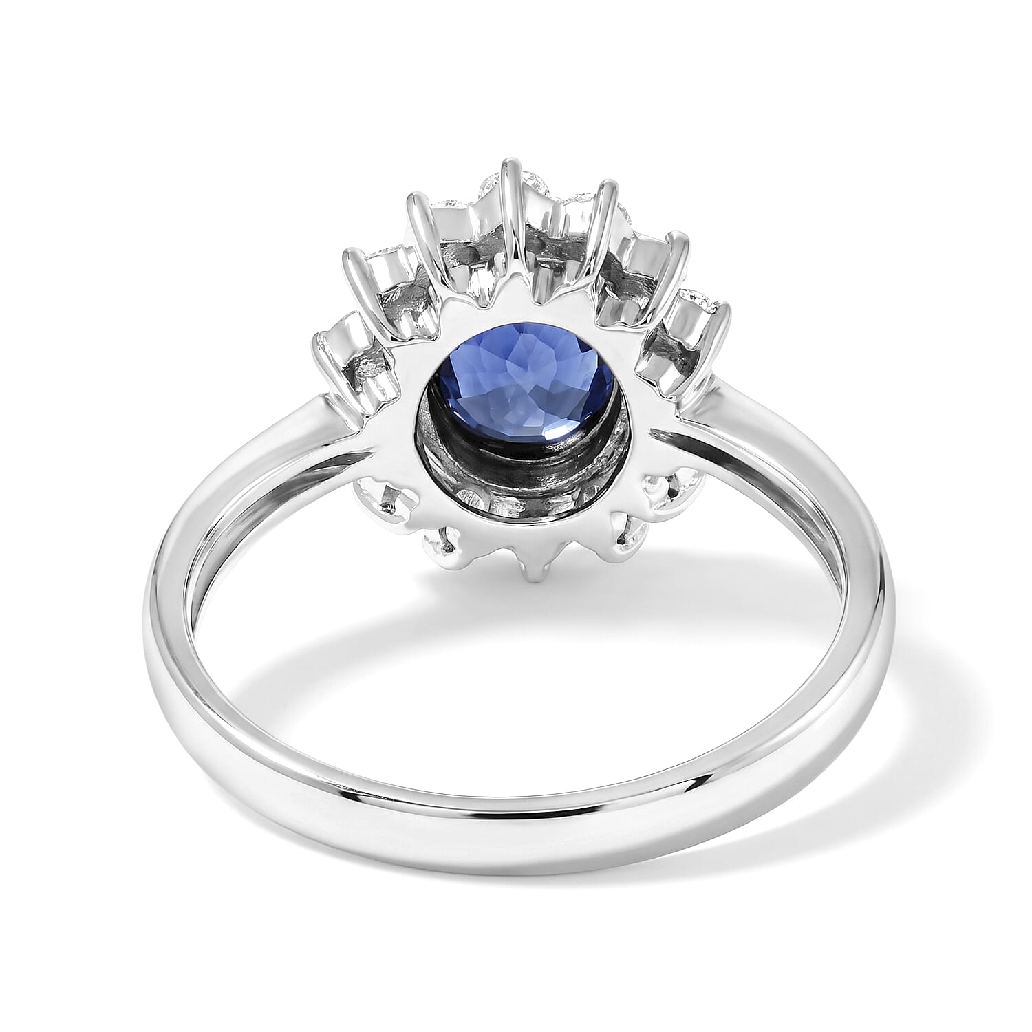 AAAA Cylone Blue Sapphire and White Diamond SI 2.40 ctw Ring in 900 Platinum (Size 7.0) 5.20 Grams