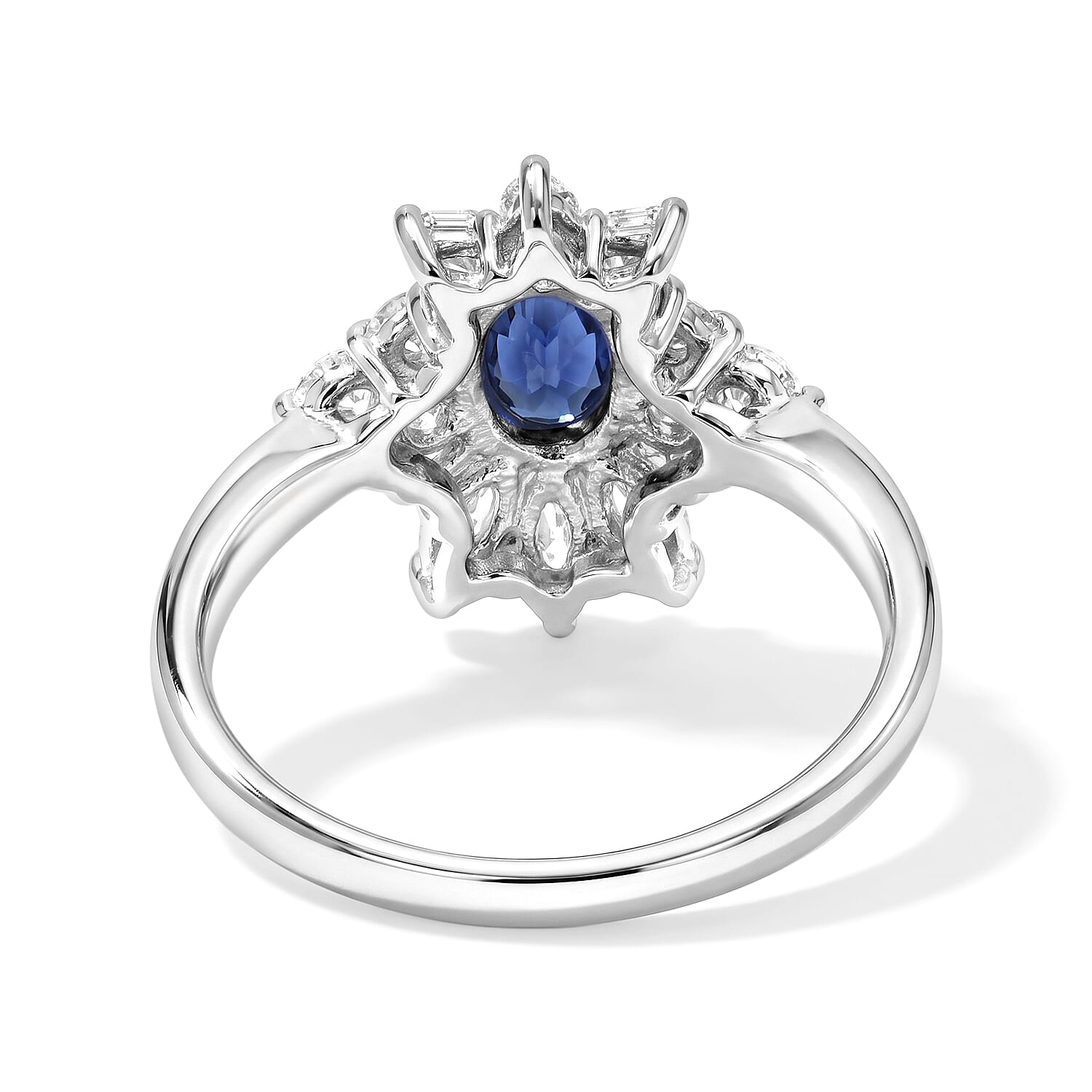 AAAA Cylone Blue Sapphire and White Diamond SI 1.80 ctw Ring in 900 Platinum (Size 7.0) 5.30 Grams