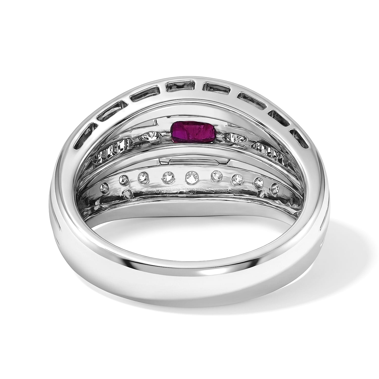 AAAA Ruby and White Diamond SI 2.20 ctw Ring in 900 Platinum (Size 7.5) 14.50 Grams