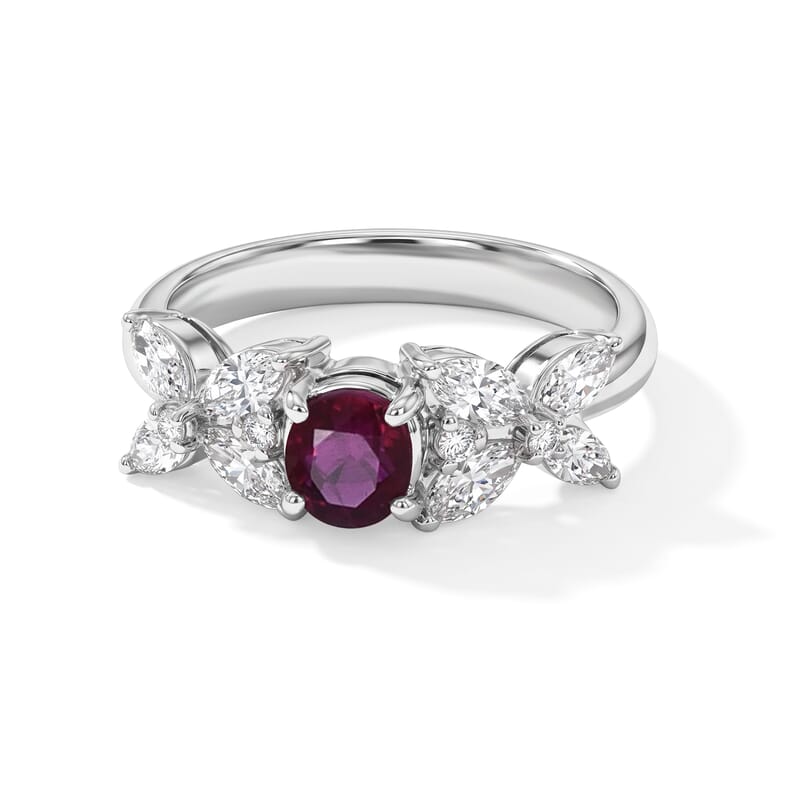 AAAA Ruby and White Diamond SI 1.35 ctw Ring in 900 Platinum (Size 5.0) 4.70 Grams