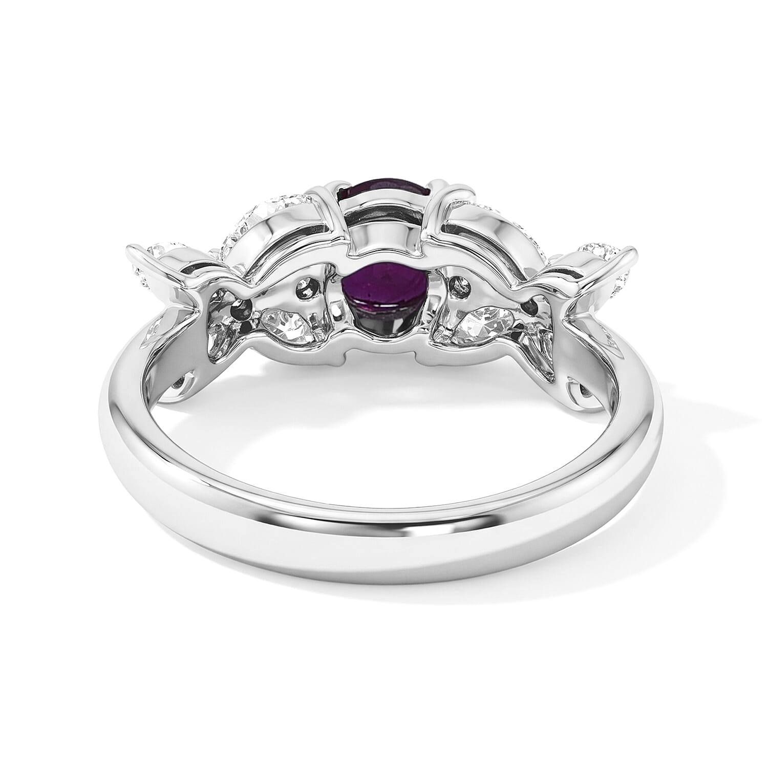 AAAA Ruby and White Diamond SI 1.35 ctw Ring in 900 Platinum (Size 5.0) 4.70 Grams