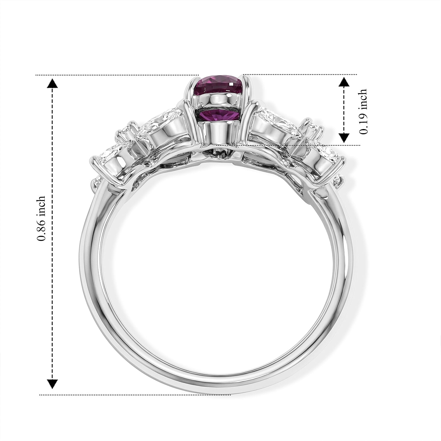 AAAA Ruby and White Diamond SI 1.35 ctw Ring in 900 Platinum (Size 5.0) 4.70 Grams