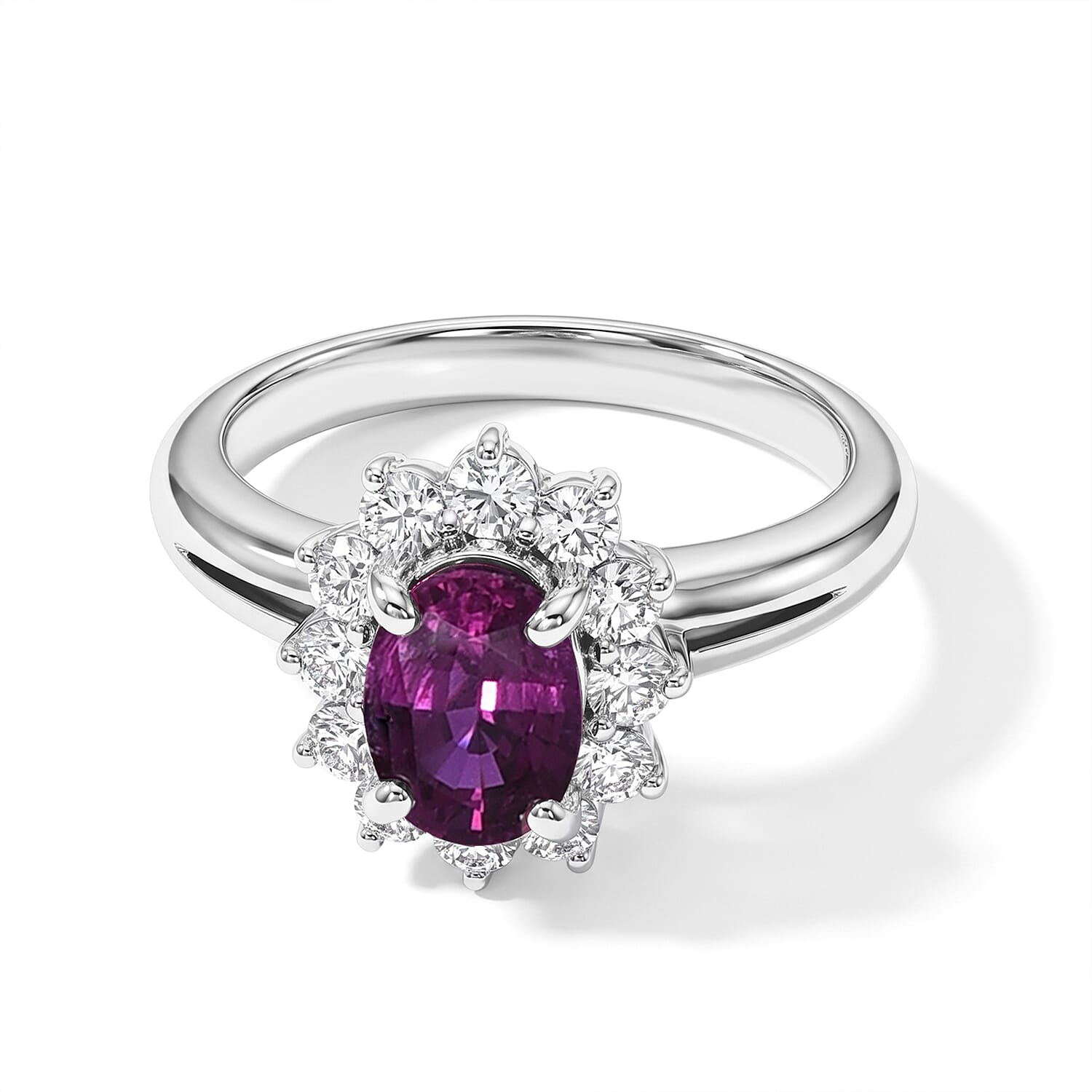 AAAA Ruby and White Diamond SI 1.50 ctw Ring in 900 Platinum (Size 4.0) 5.40 Grams