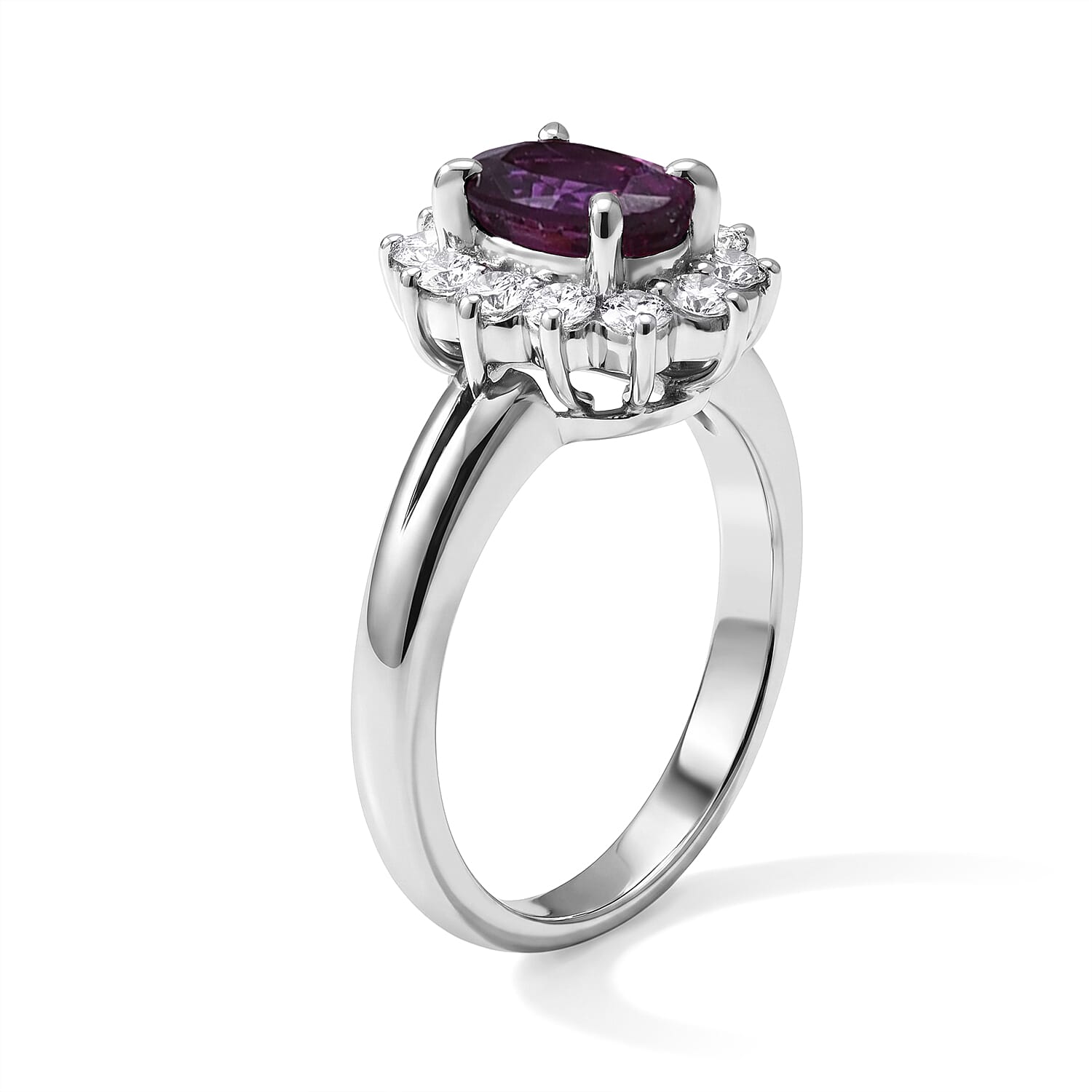AAAA Ruby and White Diamond SI 1.50 ctw Ring in 900 Platinum (Size 4.0) 5.40 Grams
