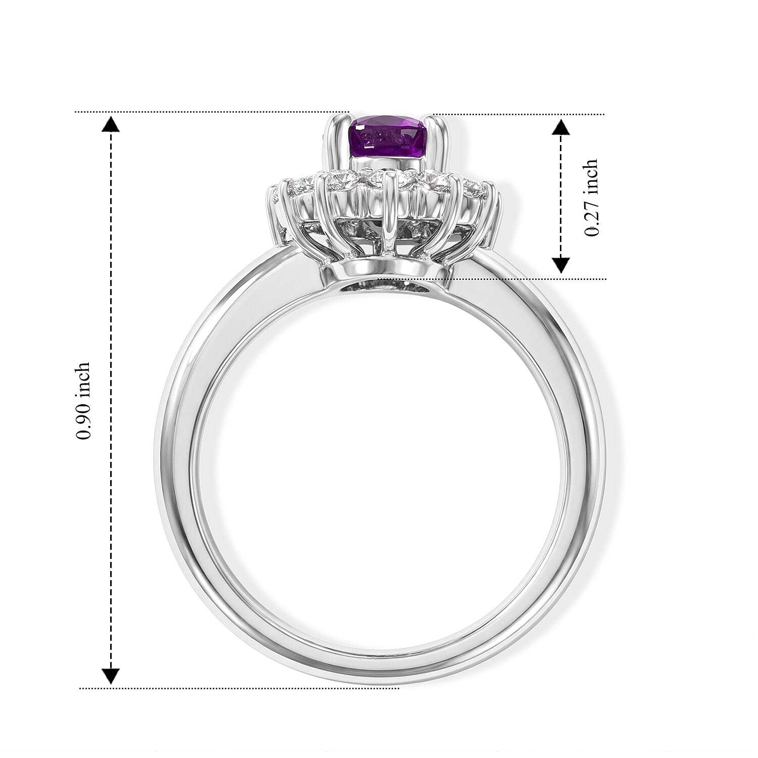 AAAA Ruby and White Diamond SI 1.50 ctw Ring in 900 Platinum (Size 4.0) 5.40 Grams