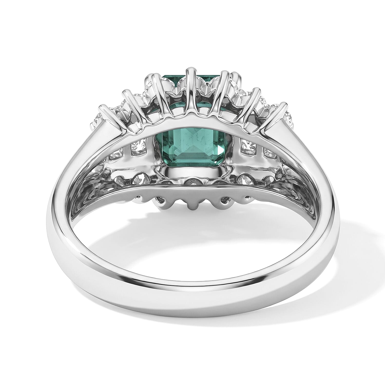 AAAA Colombian Emerald and White Diamond SI 1.70 ctw Ring in 900 Platinum (Size 5.0) 5.70 Grams