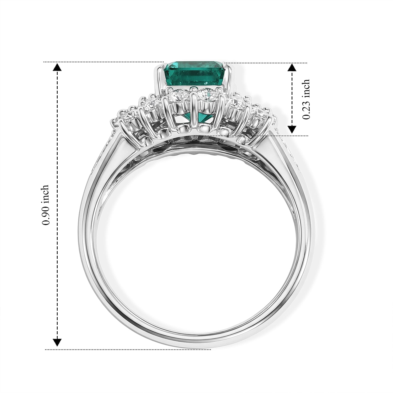 AAAA Colombian Emerald and White Diamond SI 1.70 ctw Ring in 900 Platinum (Size 5.0) 5.70 Grams