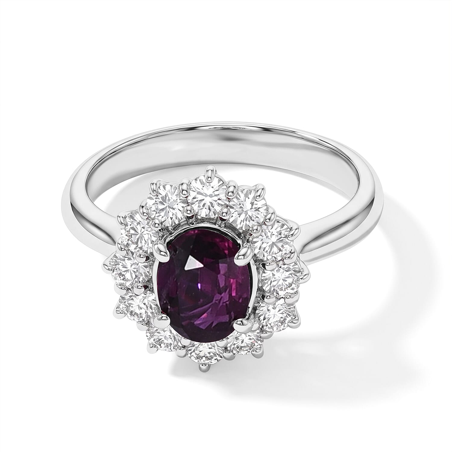 AAAA Ruby and White Diamond SI 1.70 ctw Ring in 900 Platinum (Size 5.0) 5.40 Grams