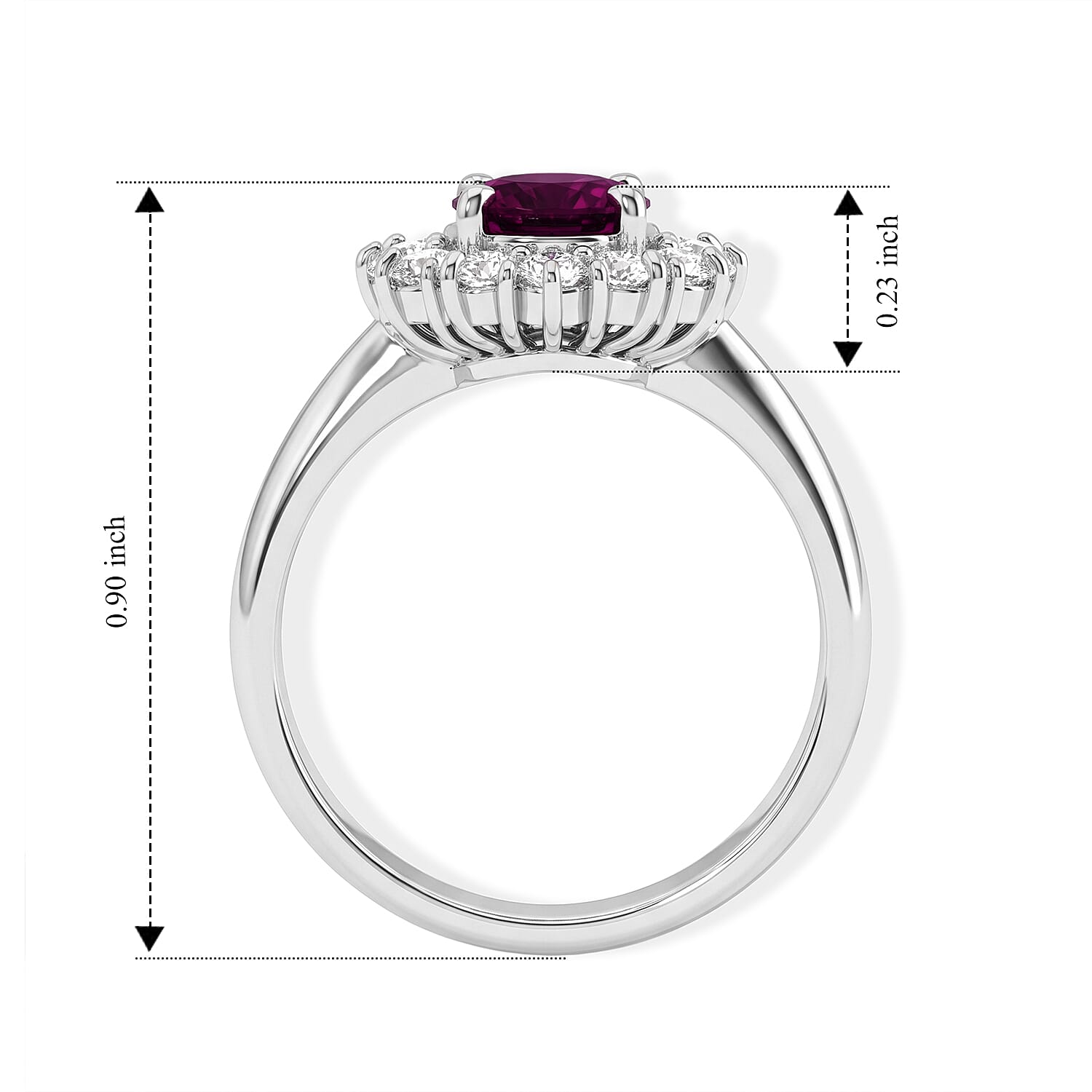 AAAA Ruby and White Diamond SI 1.70 ctw Ring in 900 Platinum (Size 5.0) 5.40 Grams