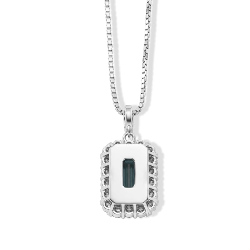 900 Platinum AAAA Indicolite and White Diamond SI 6.40 ctw Pendant with 850 Platinum Necklace 18 Inches 7.30 Grams